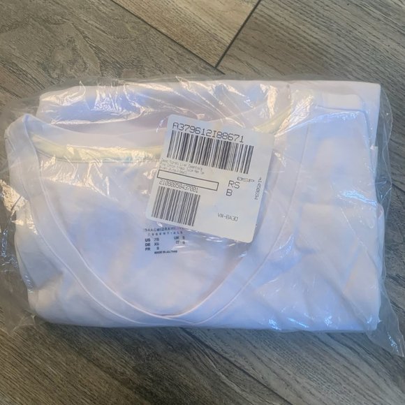 NWT ISAAC MIZRAHI PIMA COTTON V-NECK TULIP HEM TOP BRIGHT WHITE XS - Picture 3 of 6